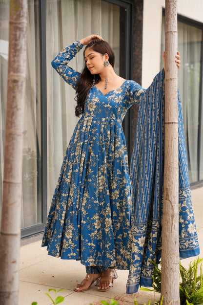 Ishya Blue Cotton Suit Set