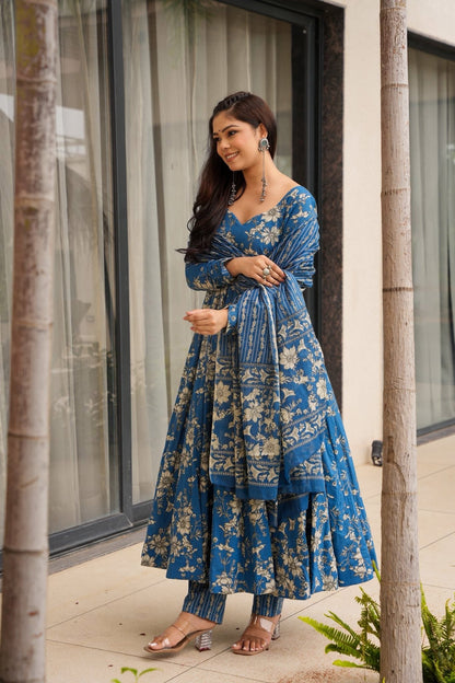 Ishya Blue Cotton Suit Set