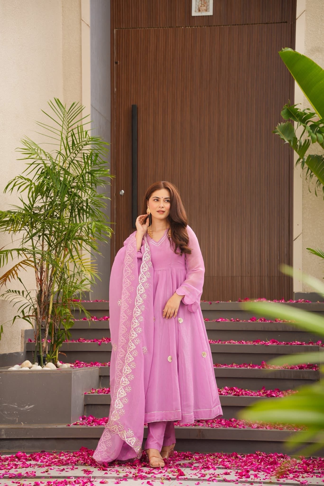 Lilac Zeen Crushed Tissue Suit Set