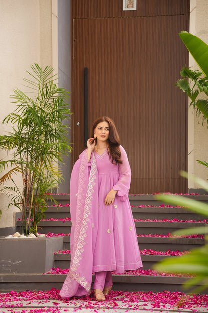 Lilac Zeen Crushed Tissue Suit Set