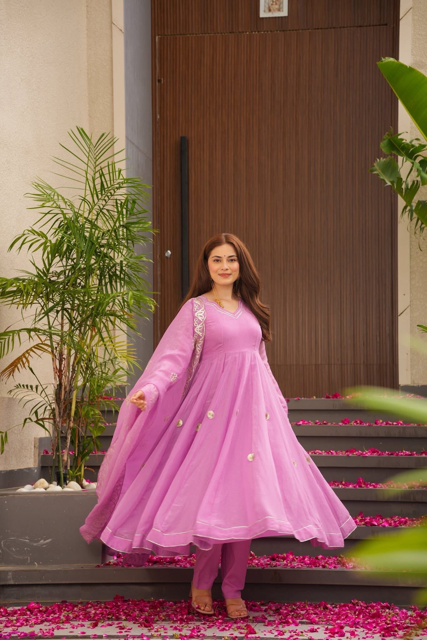 Lilac Zeen Crushed Tissue Suit Set