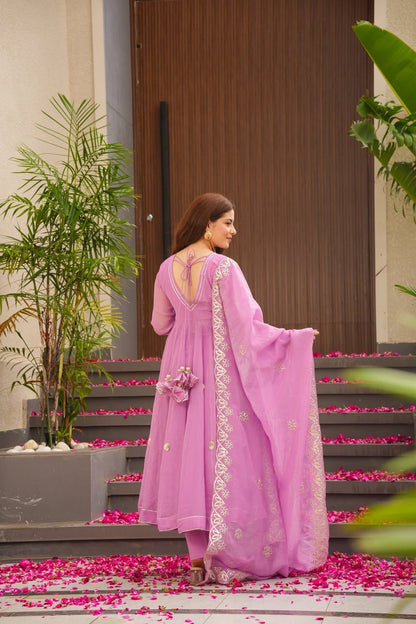 Lilac Zeen Crushed Tissue Suit Set