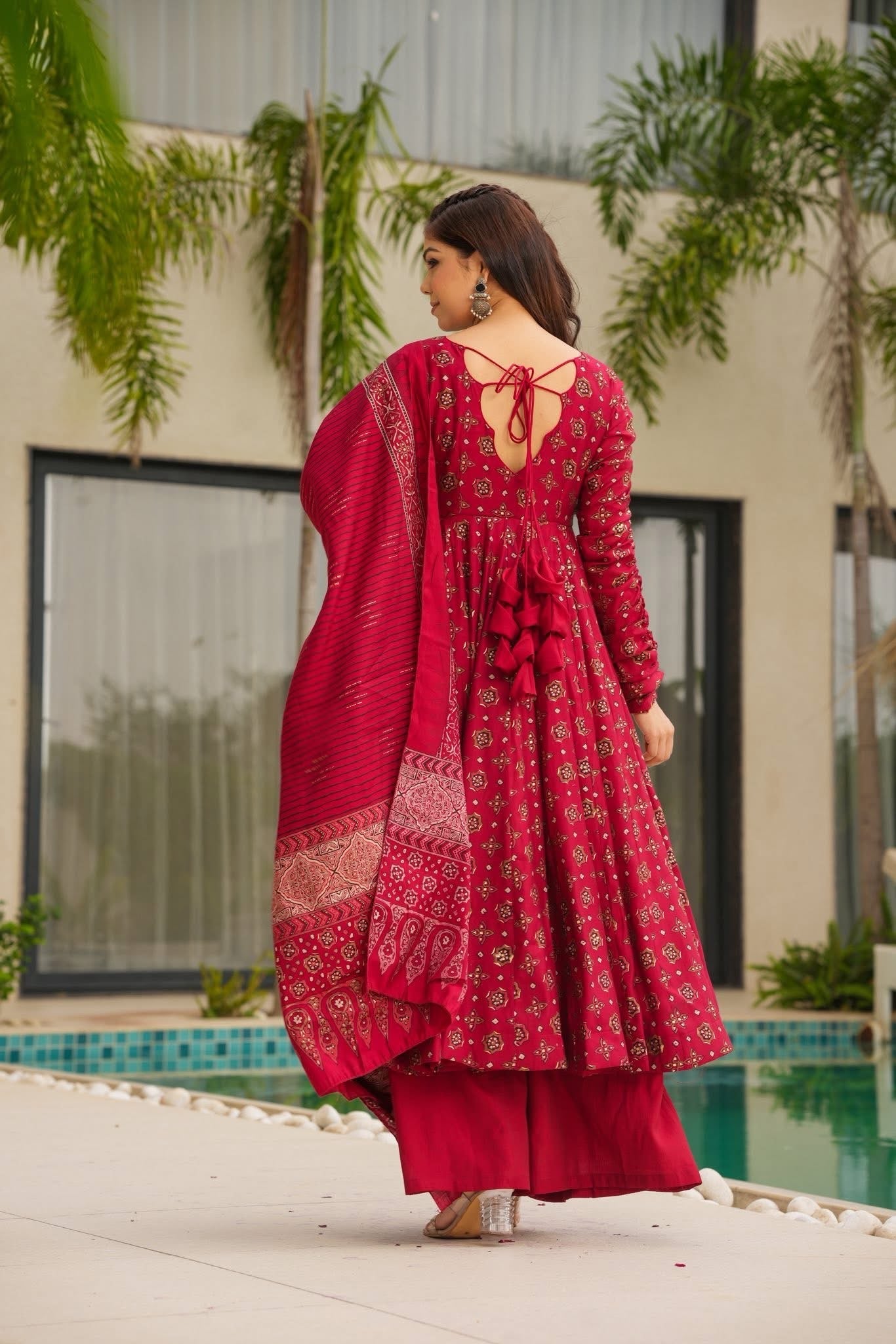 Rubina Red Muslin Suit Set