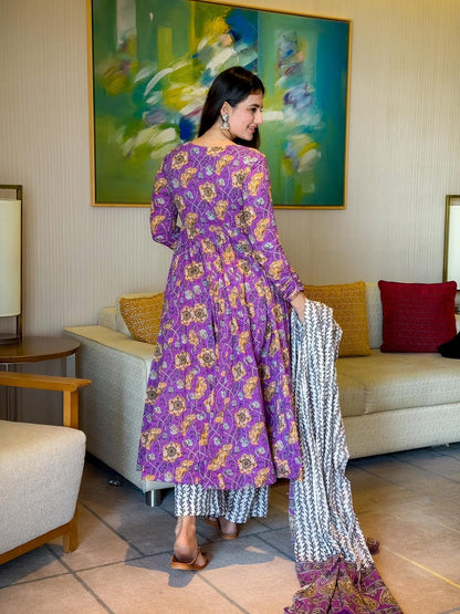 Kalki purple cotton suit set