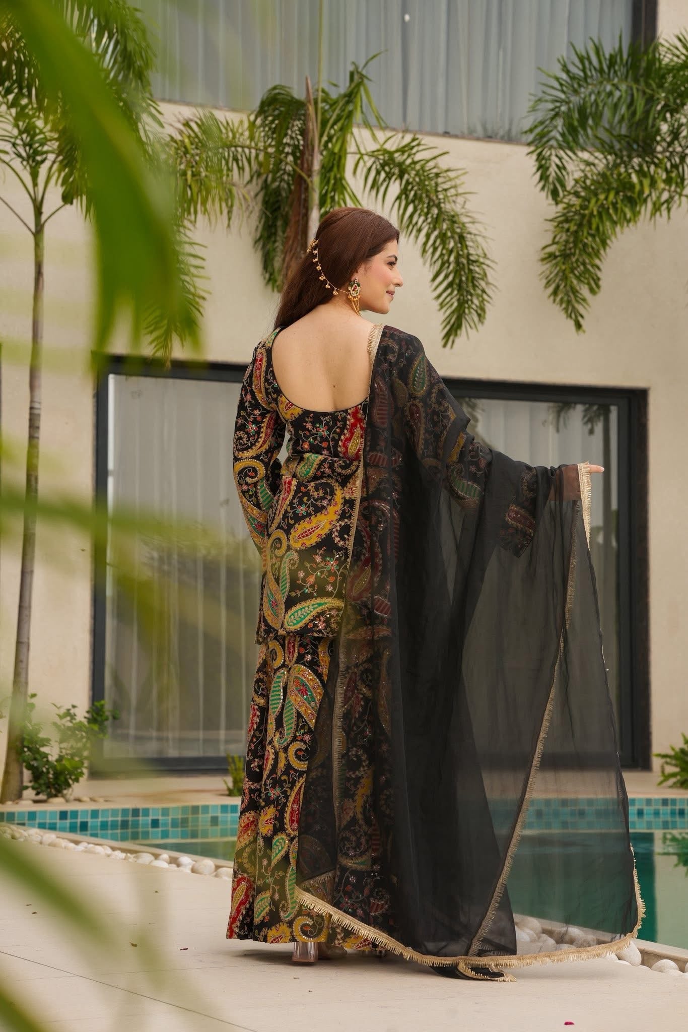 Ambi Heavy Embroidered Festive Sharara Set