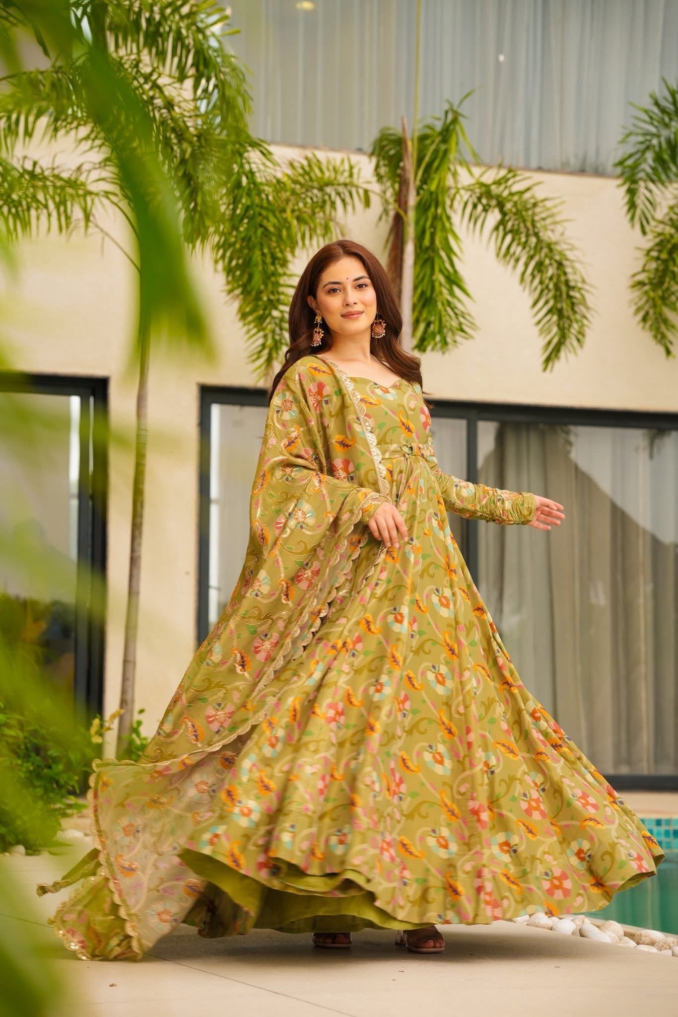 Aveline Tissue Silk Wedding Wear Maxi Set