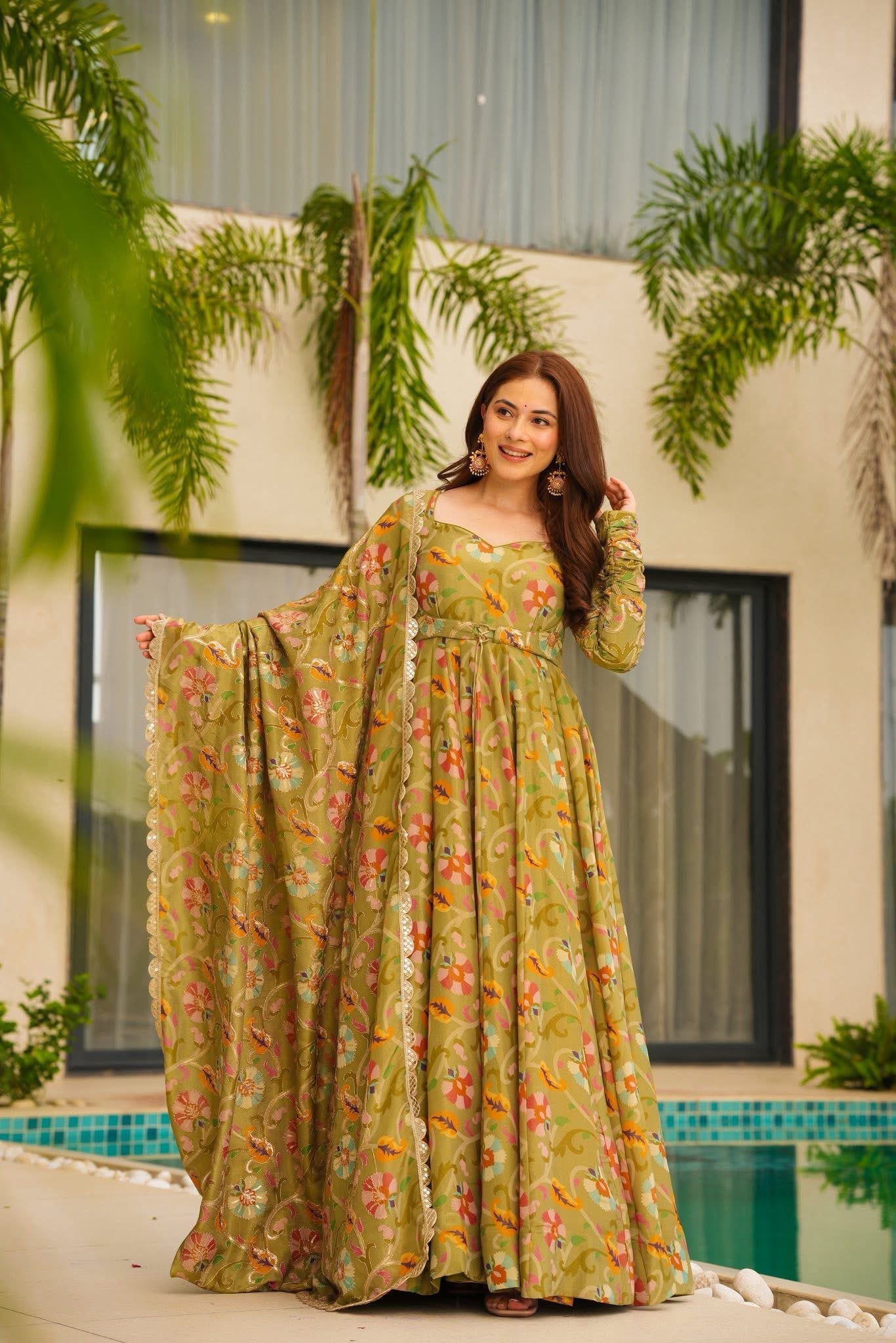 Aveline Tissue Silk Wedding Wear Maxi Set