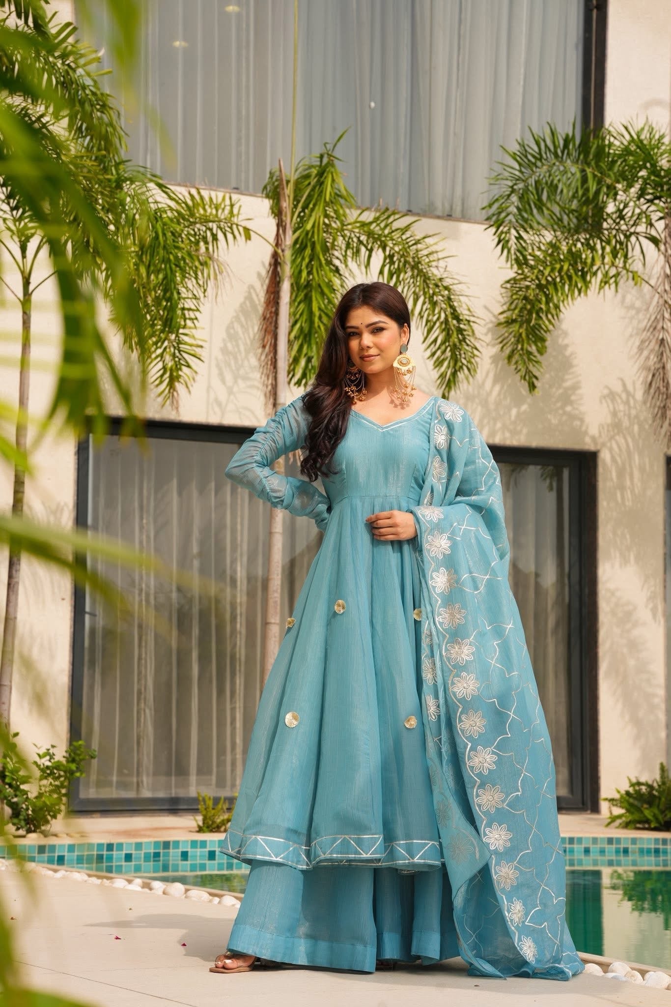 Falak Blue Festive Wear Suit Set