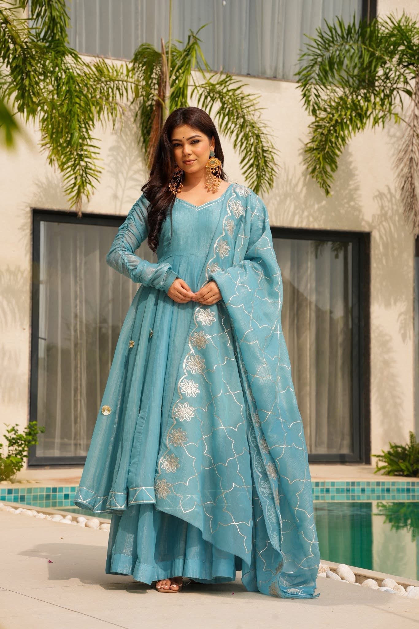 Falak Blue Festive Wear Suit Set
