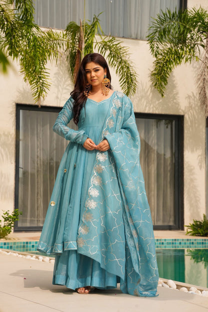 Falak Blue Festive Wear Suit Set
