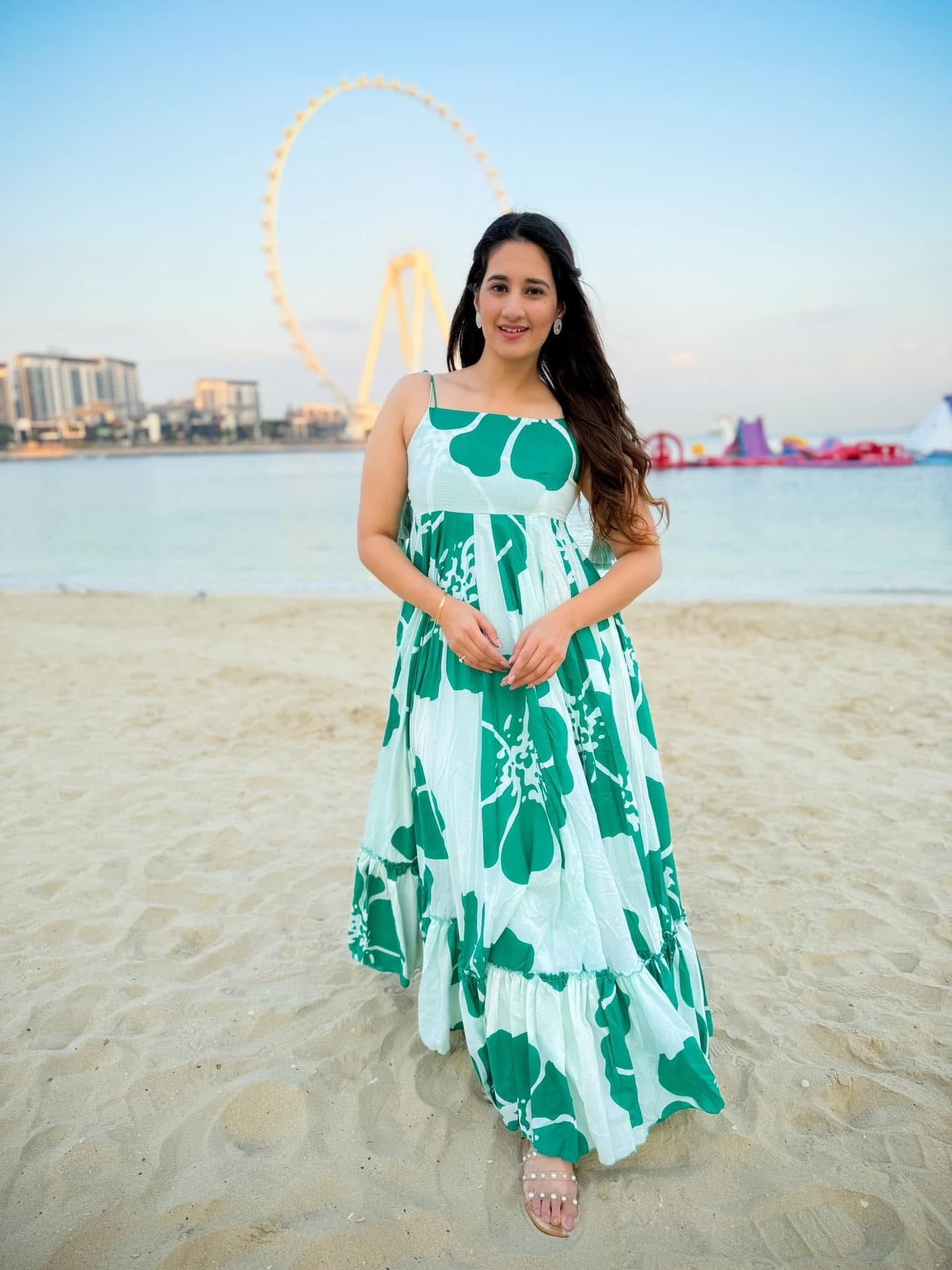 Posh delight green cotton maxi