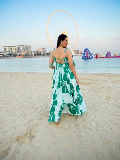 Posh delight green cotton maxi