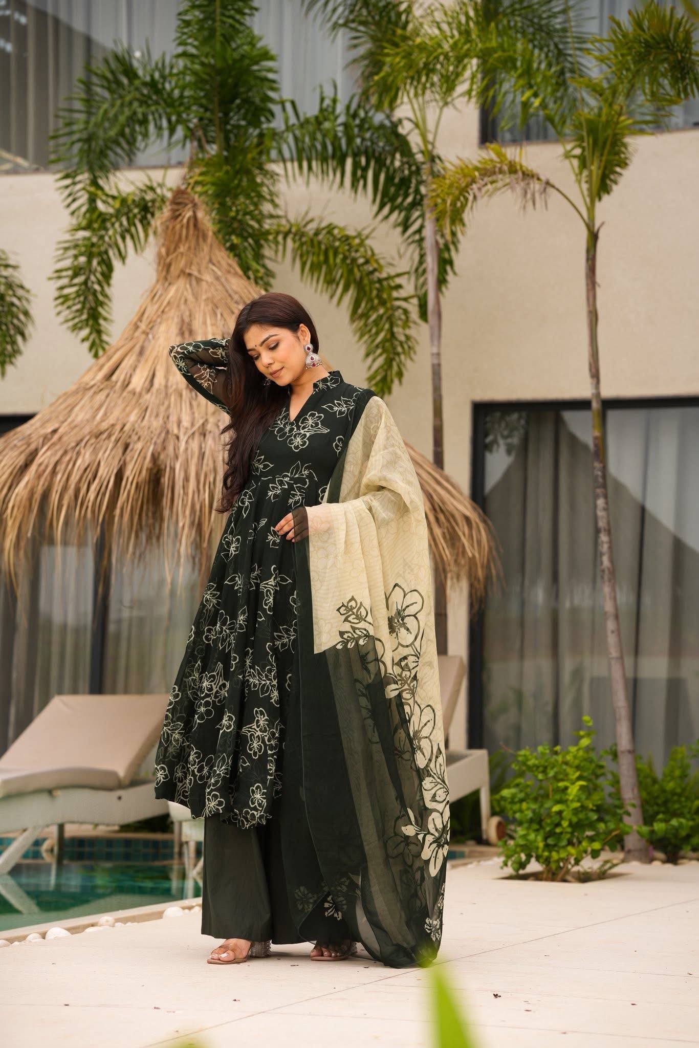 Reyani Black Organza Suit Set