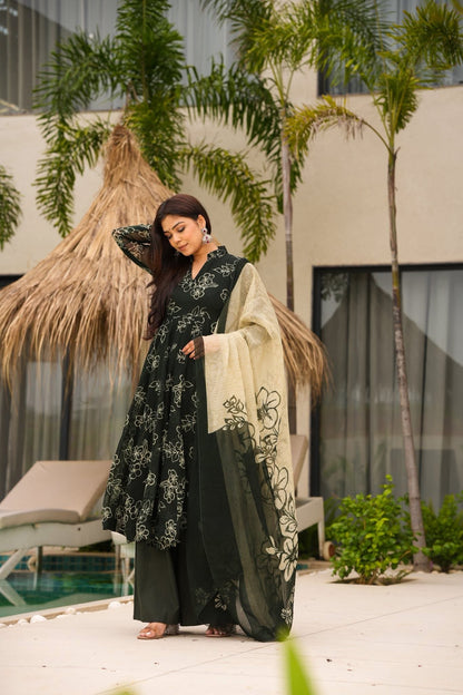 Reyani Black Organza Suit Set