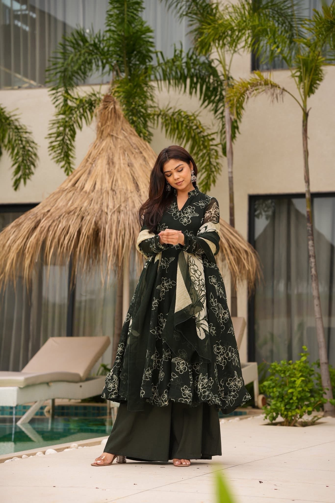 Reyani Black Organza Suit Set