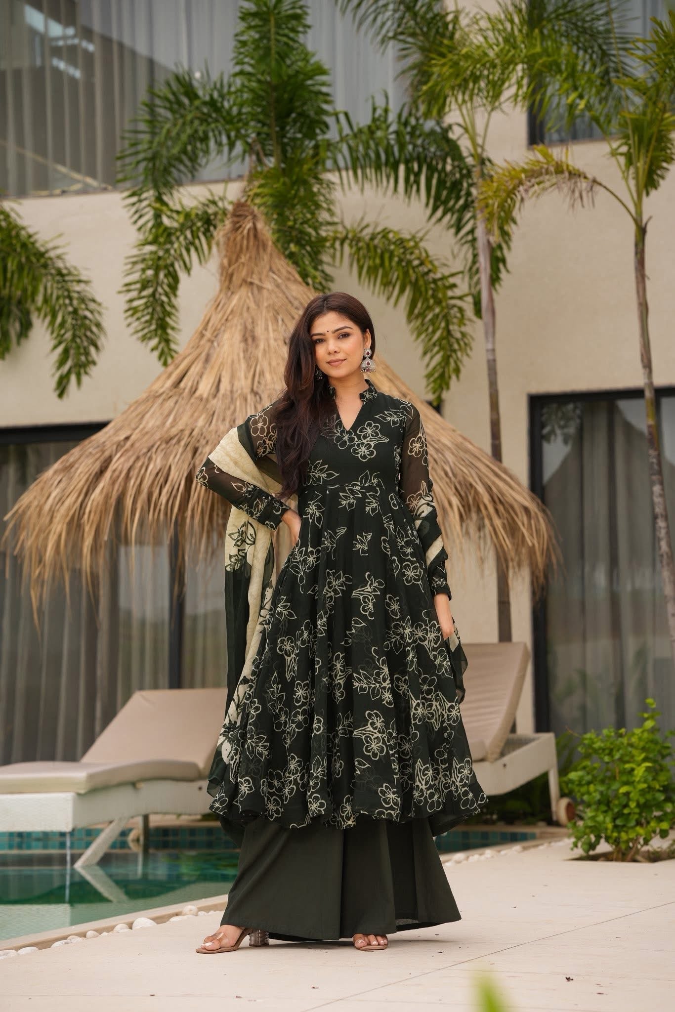 Reyani Black Organza Suit Set