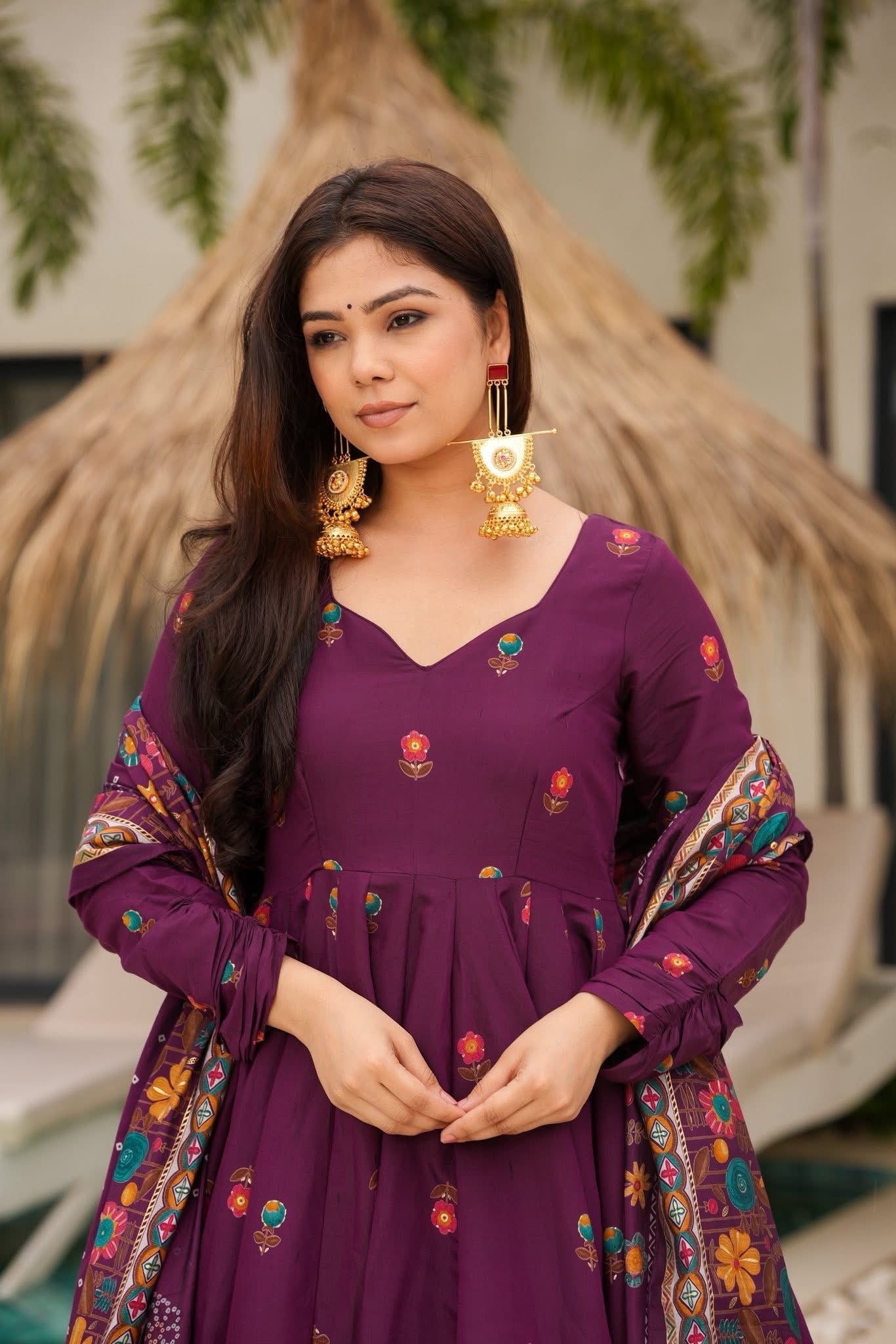 Amoria Muslin Anarkali Suit Set