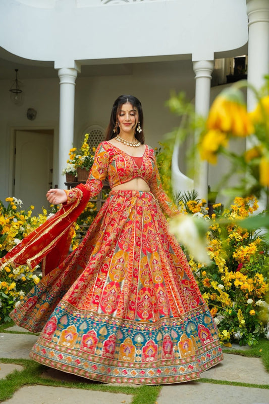 Vyomika Red Heavy Wedding Lehenga Set