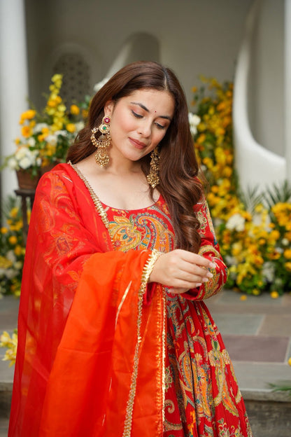 Dhriti Red Wedding Wear Maxi Set