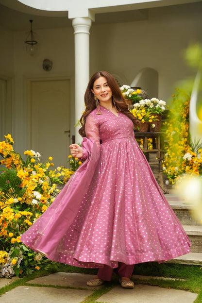 Saatvika Tyrian Chanderi Anarkali Suit Set