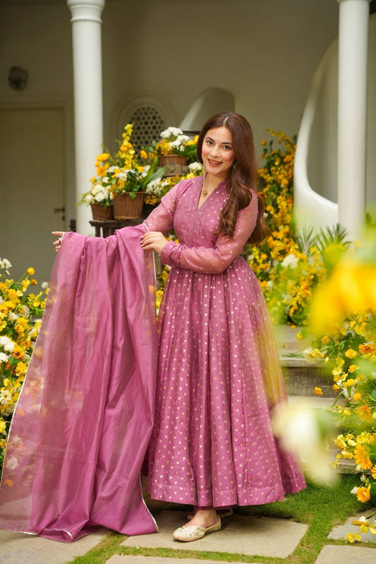 Saatvika Tyrian Chanderi Anarkali Suit Set