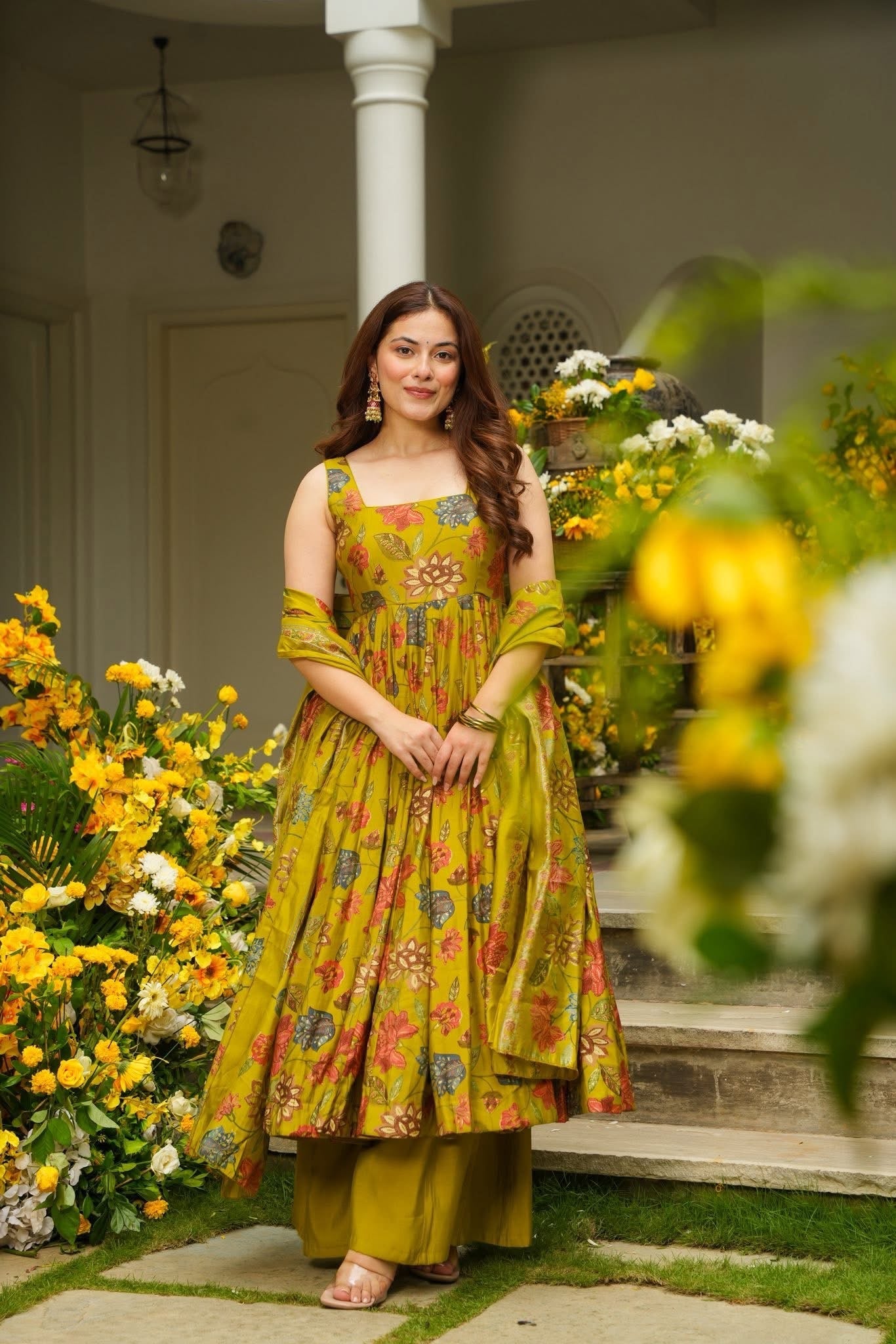Dijon Printed Muslin Anarkali Suit Set