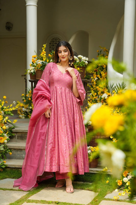 Marloween Chanderi Anarkali Suit Set