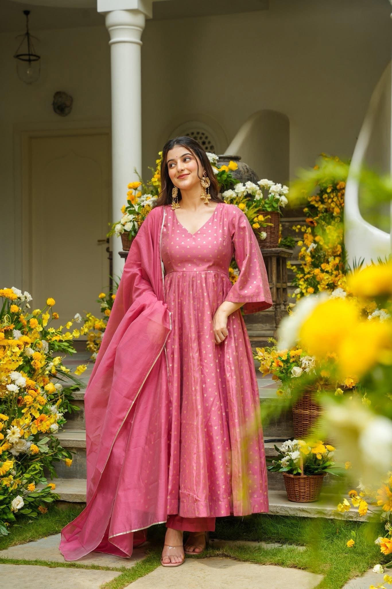 Marloween Chanderi Anarkali Suit Set