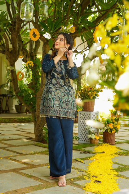 Siddhika Blue Wedding Wear Co-Ord Set