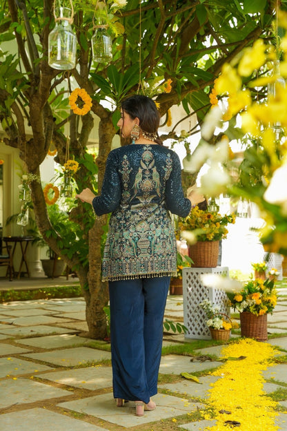 Siddhika Blue Wedding Wear Co-Ord Set