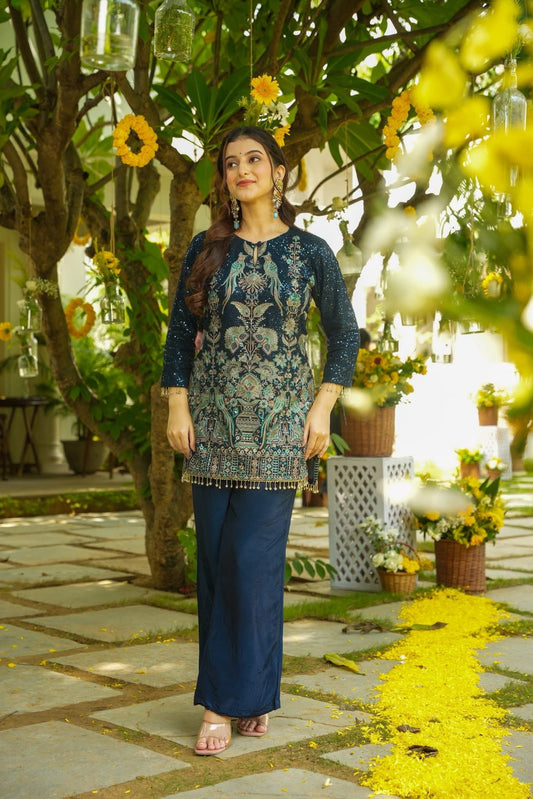 Siddhika Blue Wedding Wear Co-Ord Set