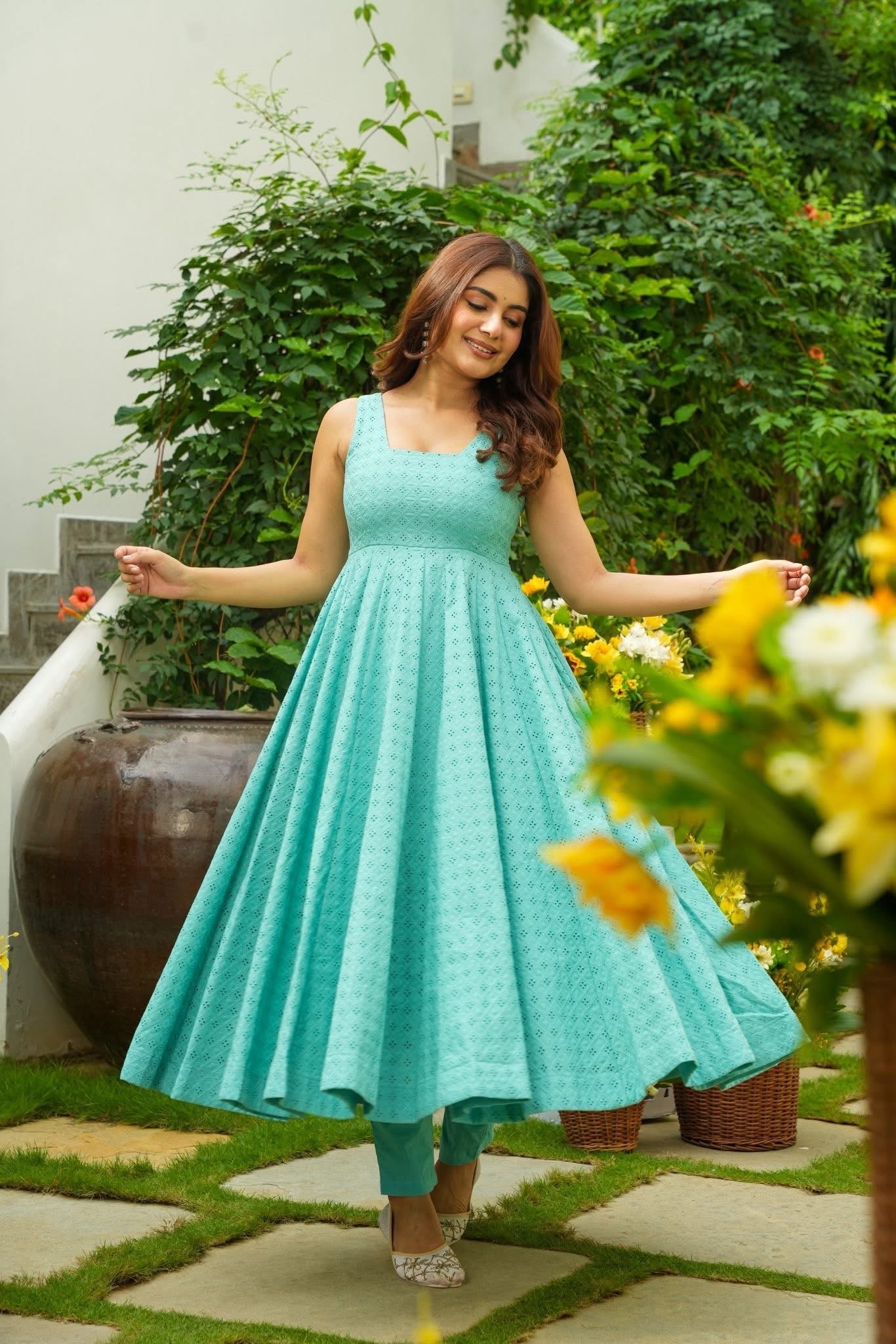 Capri Lagoon Blue Cotton Kurta Set