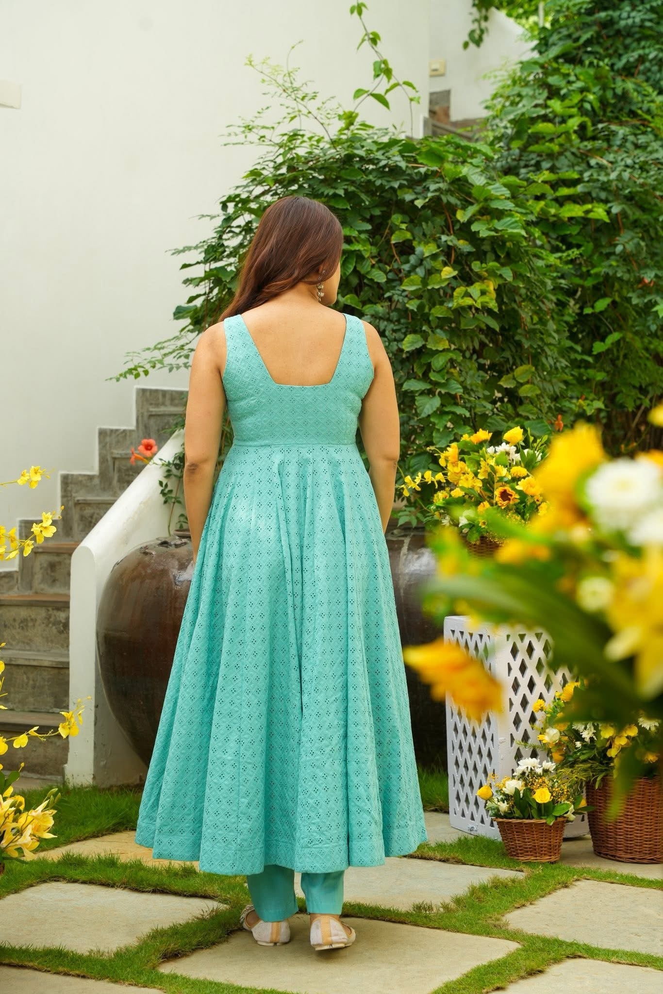 Capri Lagoon Blue Cotton Kurta Set