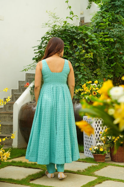 Capri Lagoon Blue Cotton Kurta Set