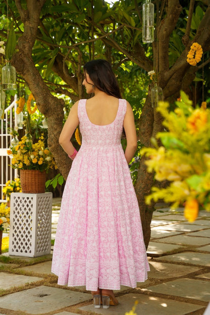 Peony Pink Cotton Schiffli Kurta Set