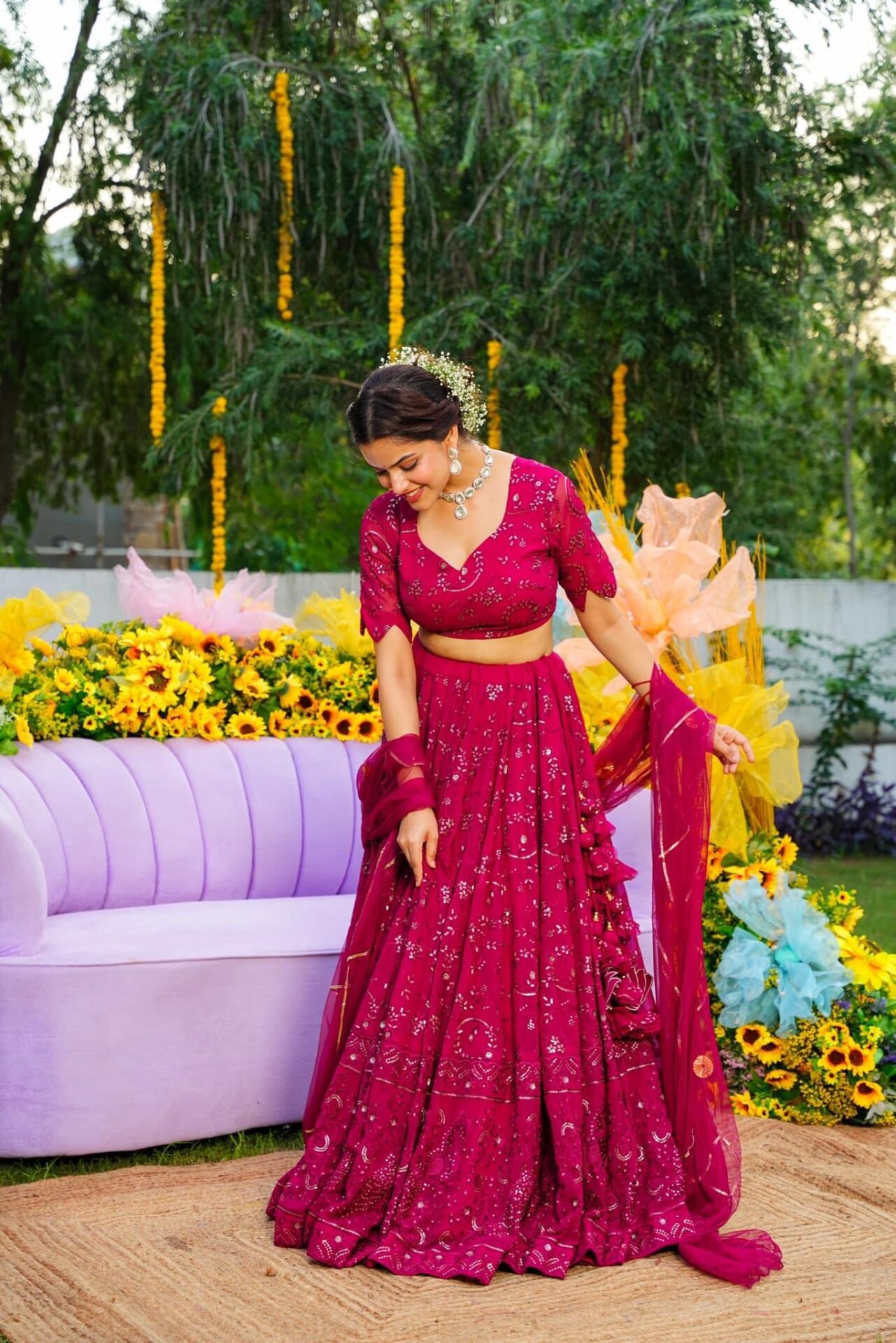 Berry Blush Georgette Lehenga Choli Set