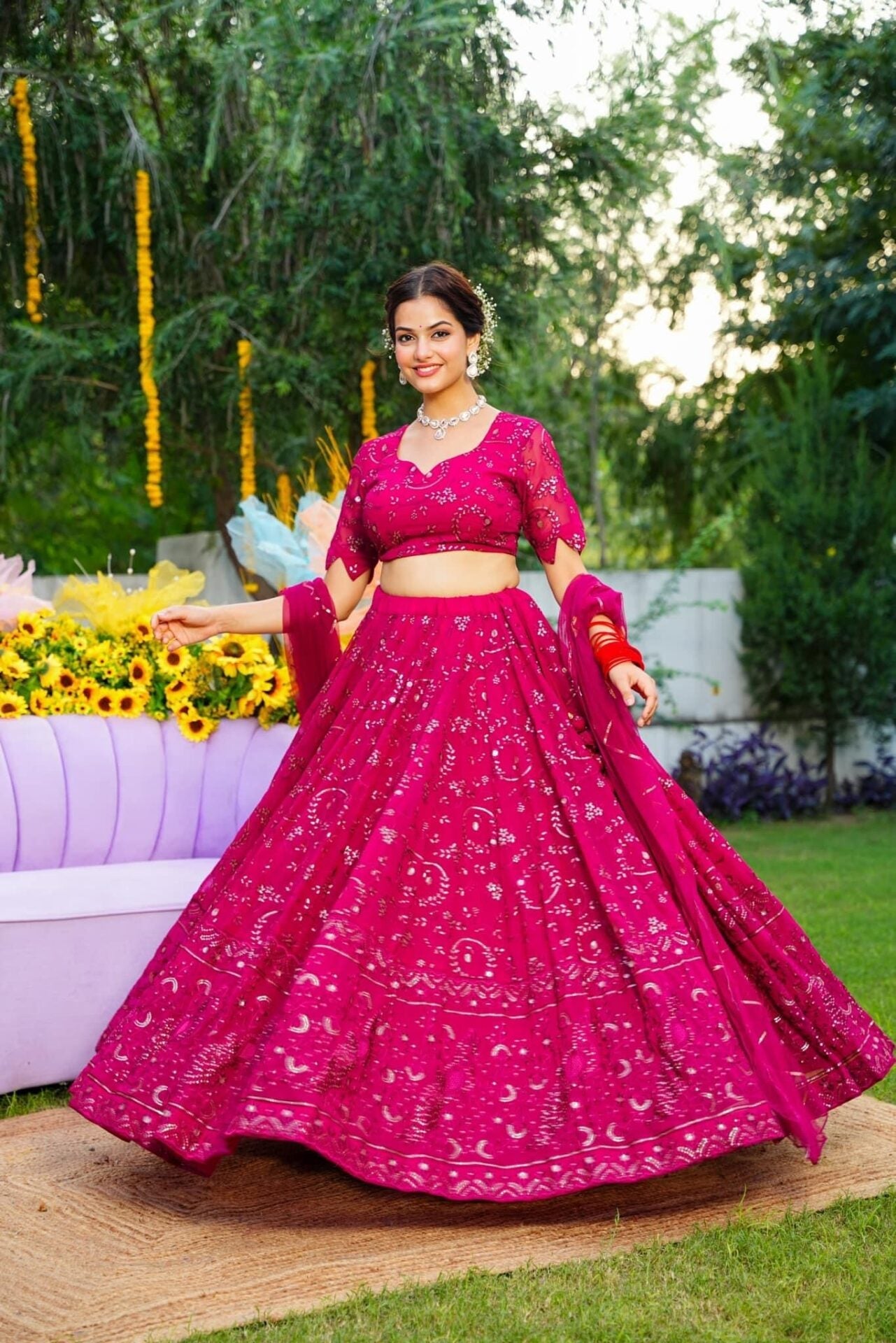 Berry Blush Georgette Lehenga Choli Set