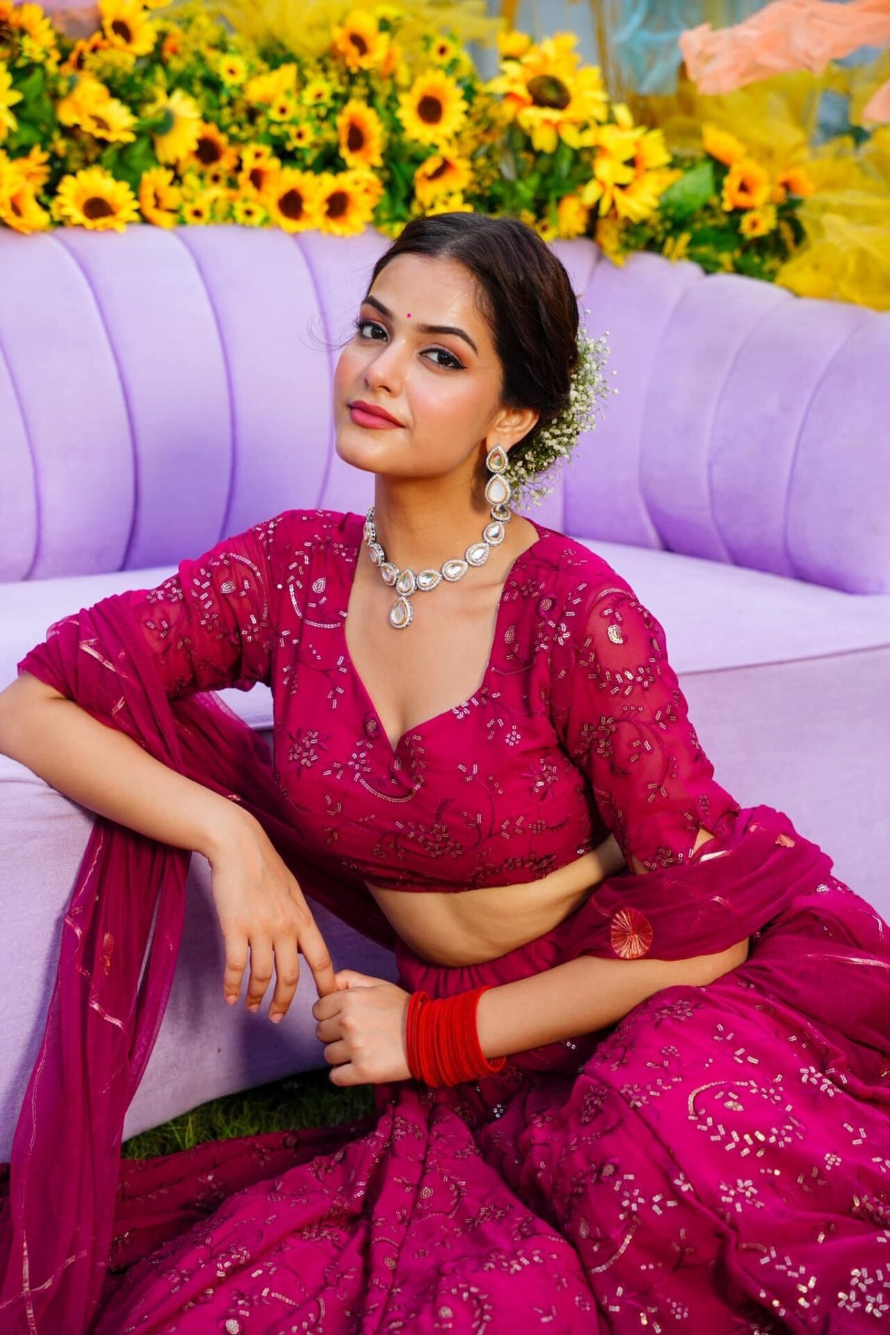 Berry Blush Georgette Lehenga Choli Set