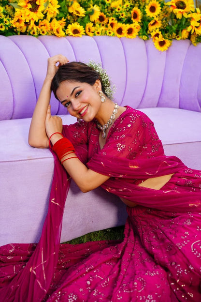 Berry Blush Georgette Lehenga Choli Set