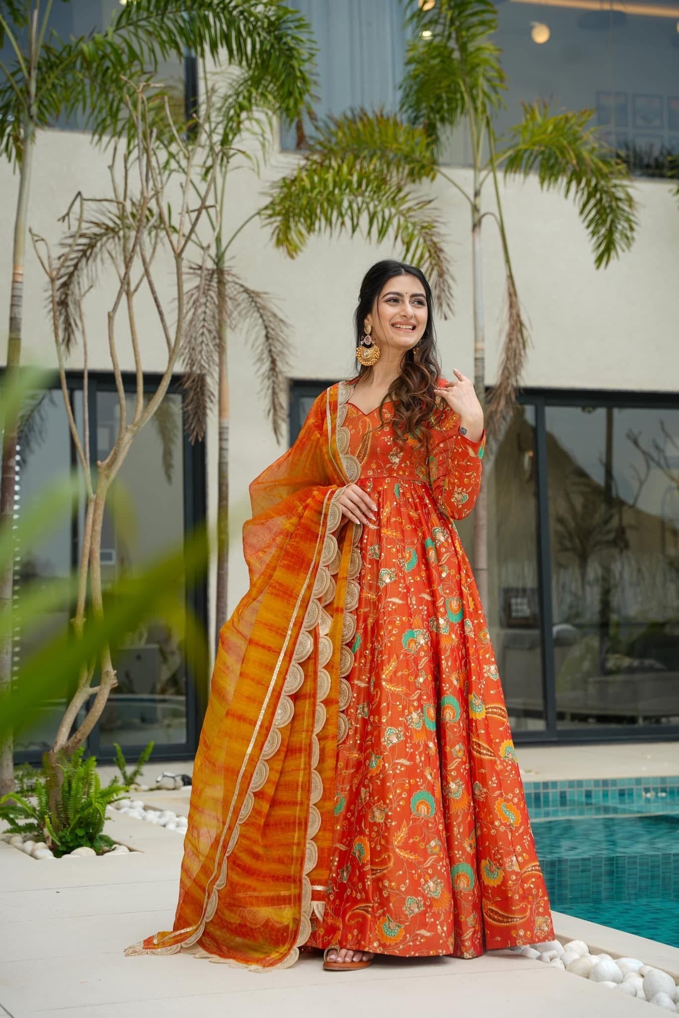 Autumn Blaze Orange Maxi Set