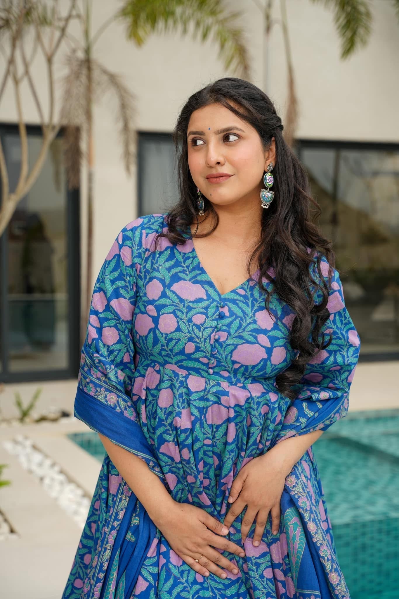 Indira Indigo Cotton Suit Set