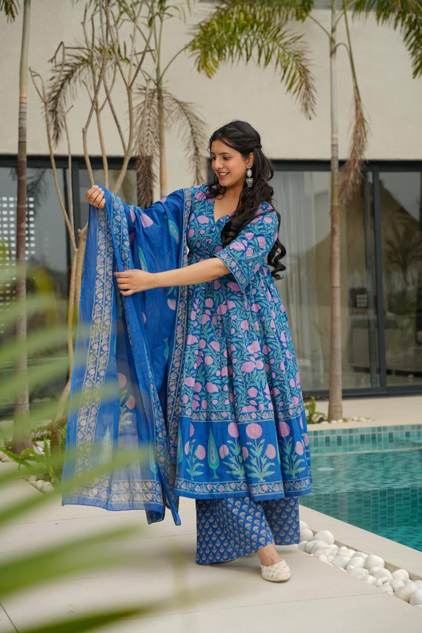 Indira Indigo Cotton Suit Set