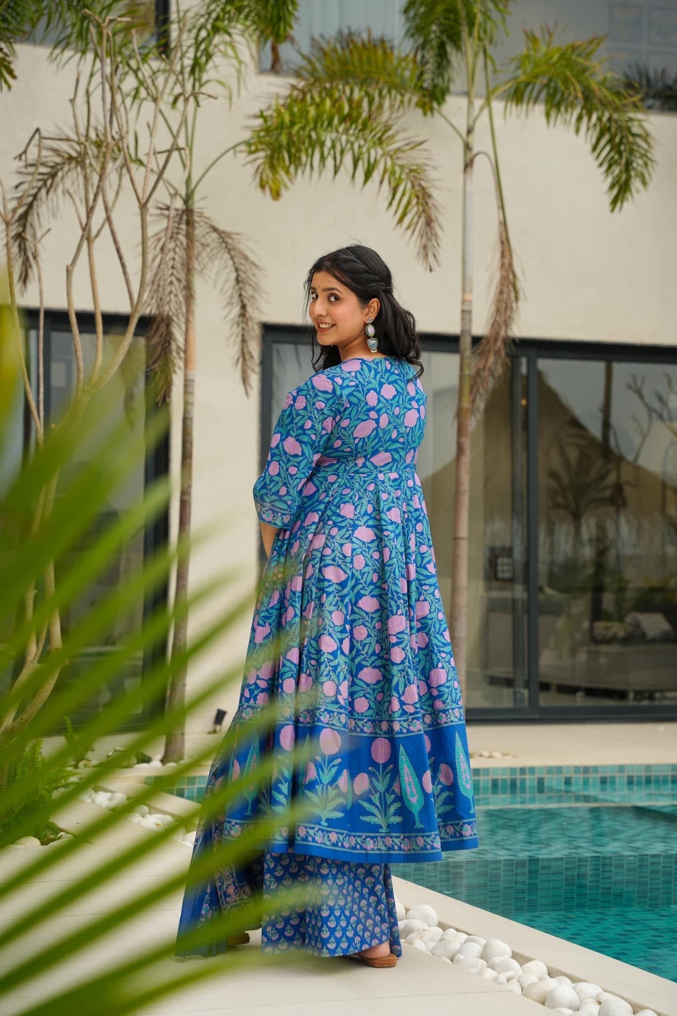 Indira Indigo Cotton Suit Set