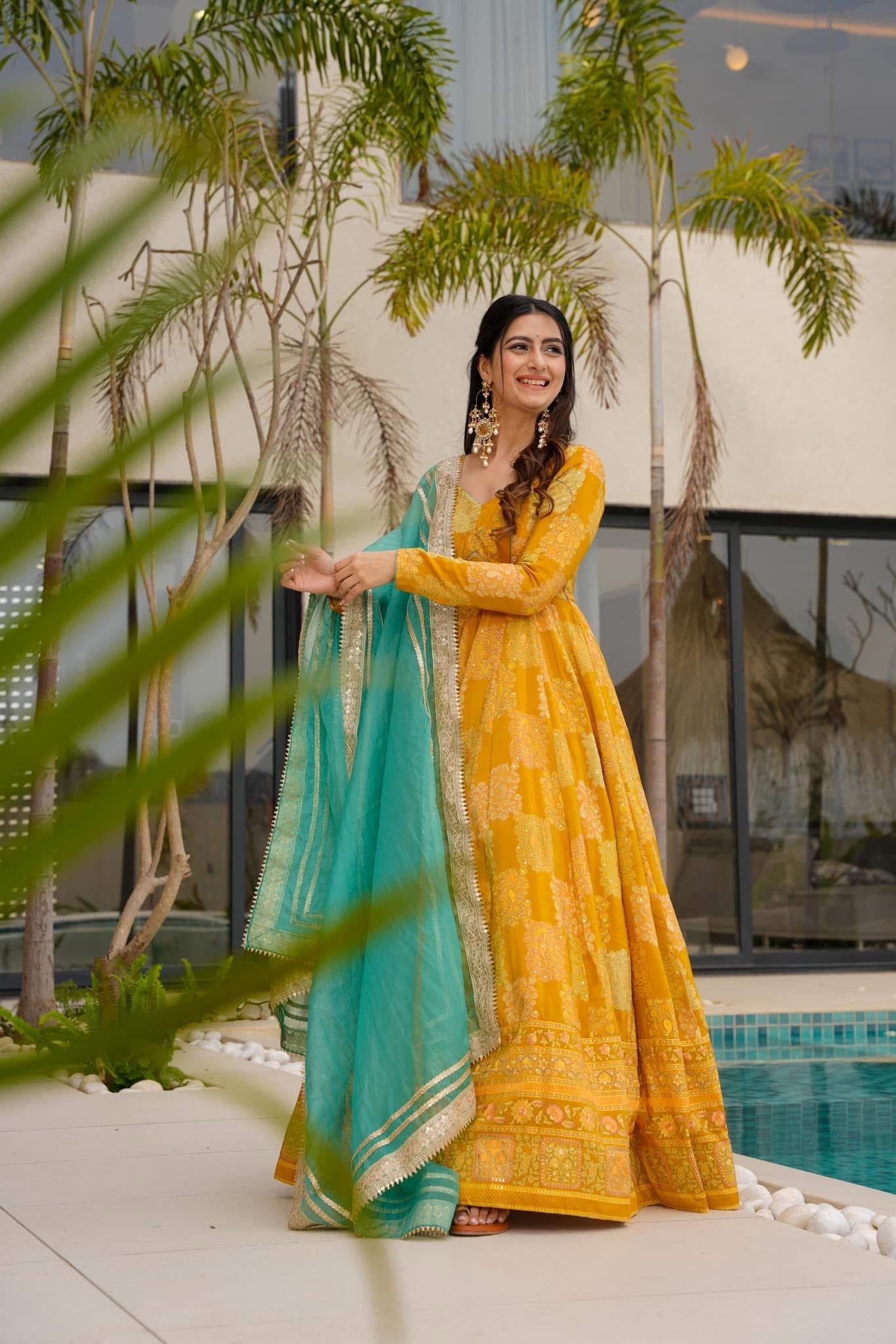 Amber Spark Yellow Maxi Suit Set