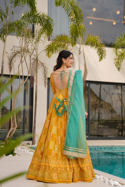 Amber Spark Yellow Maxi Suit Set