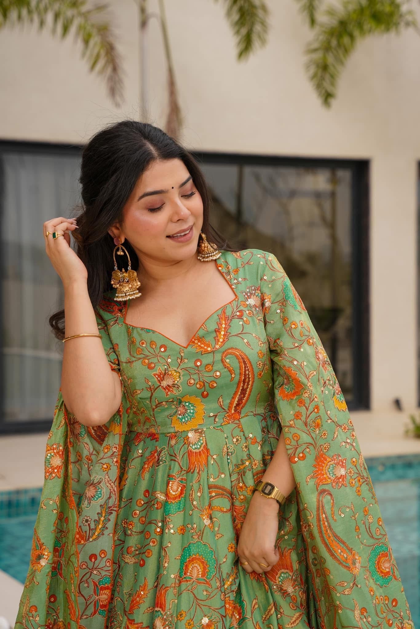 Pakeezah Green Maxi Set