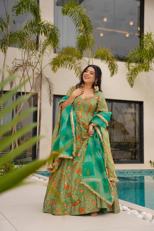 Pakeezah Green Maxi Set