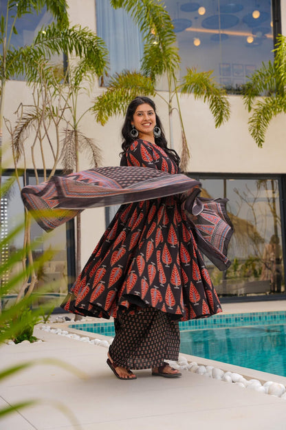 Raven Black Cotton Suit Set