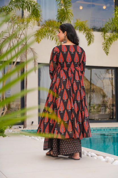 Raven Black Cotton Suit Set