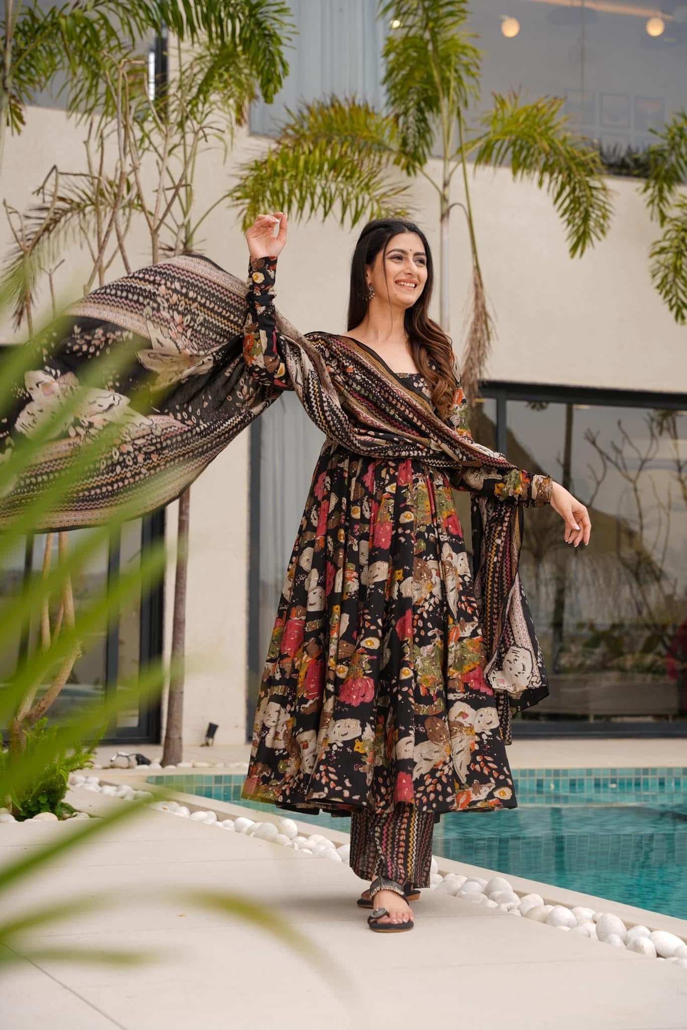 Ebon Flora Black Kurta Set